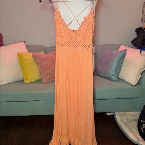 Free People Peach Lace Maxi Dress - Picture 2 of 3